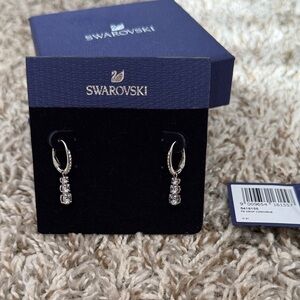 Swarovski Silver Hoop Earrings with Clear Crystals